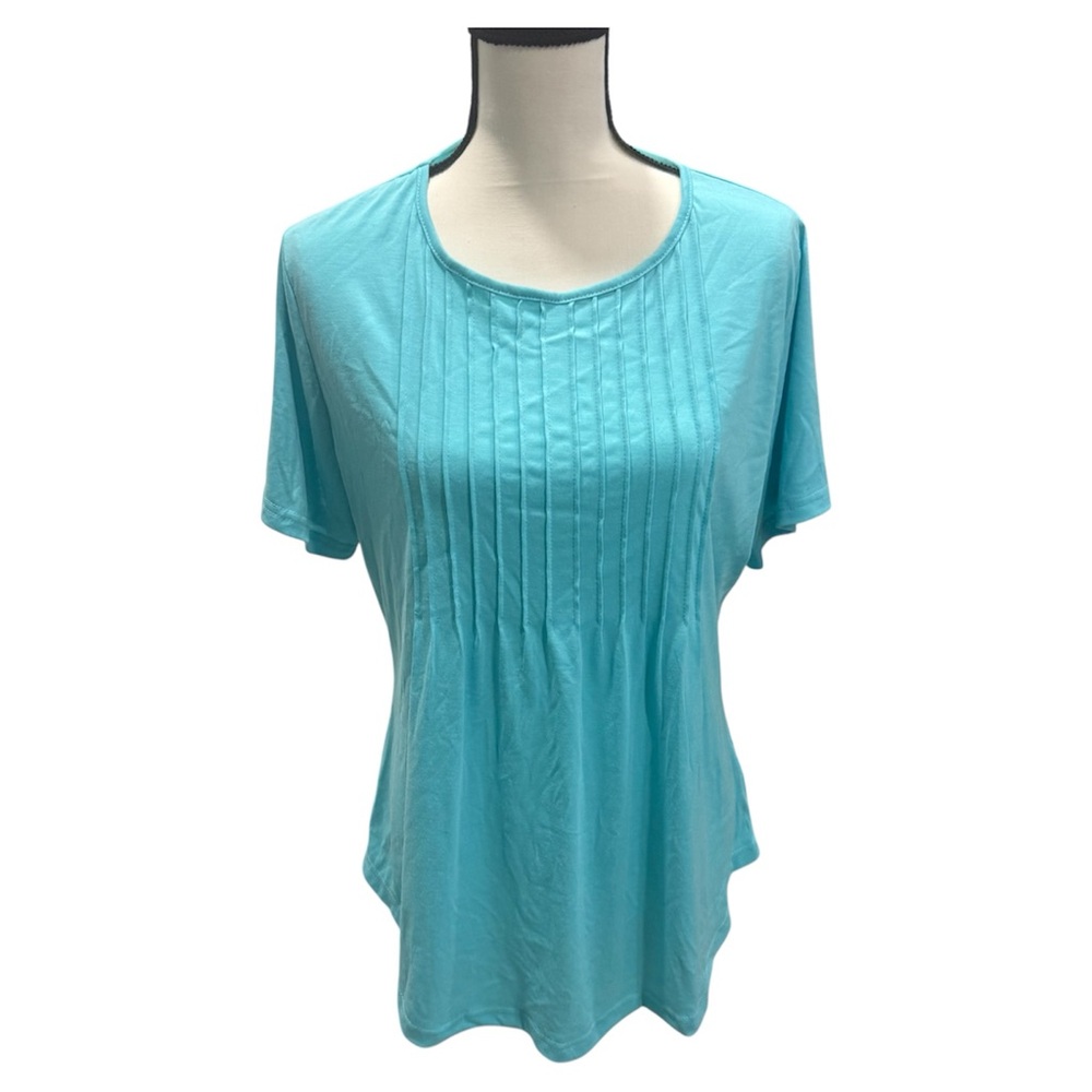 Turquoise Pleated Short Sleeve Top NWT